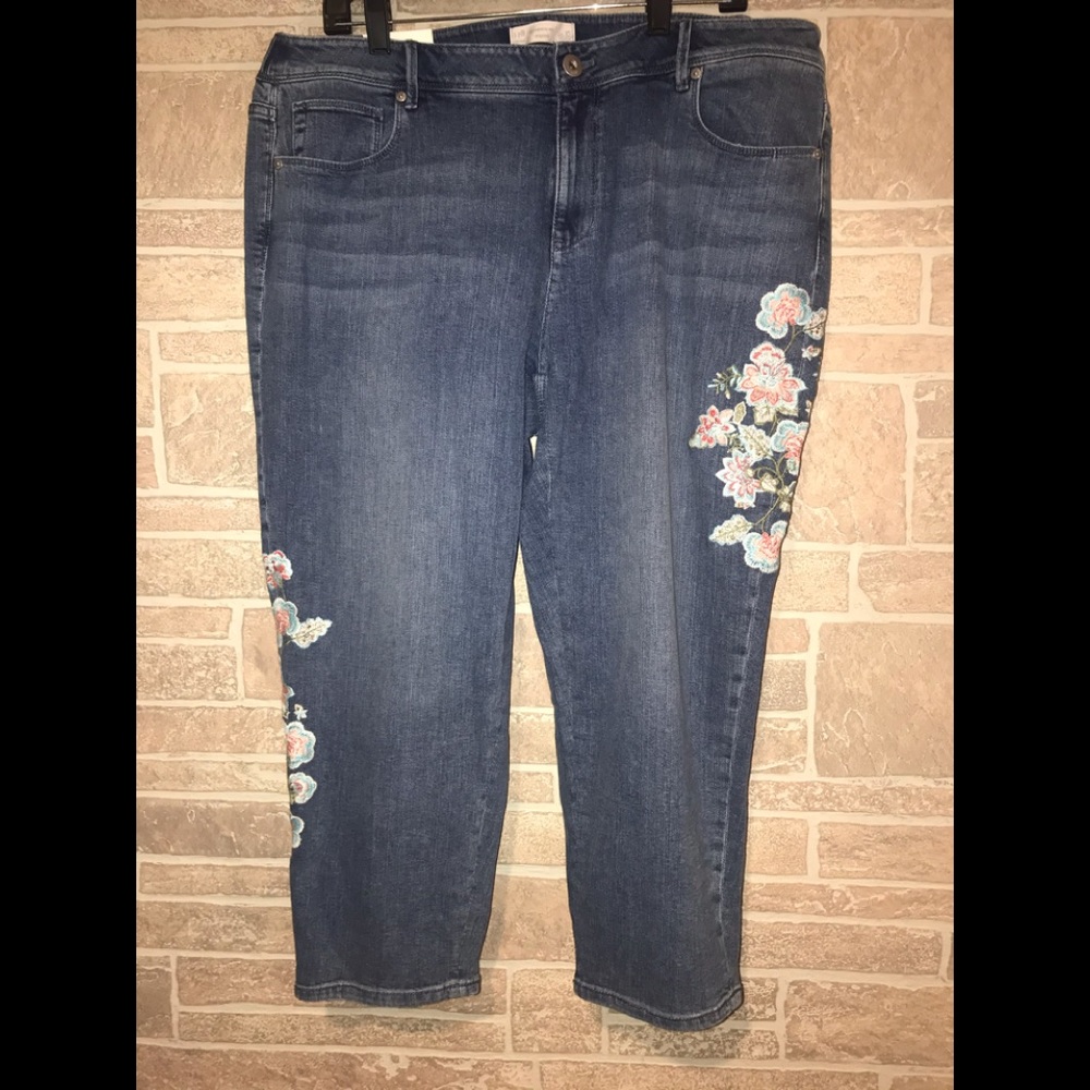 J Jill Floral Embroidered Jeans size 18 W